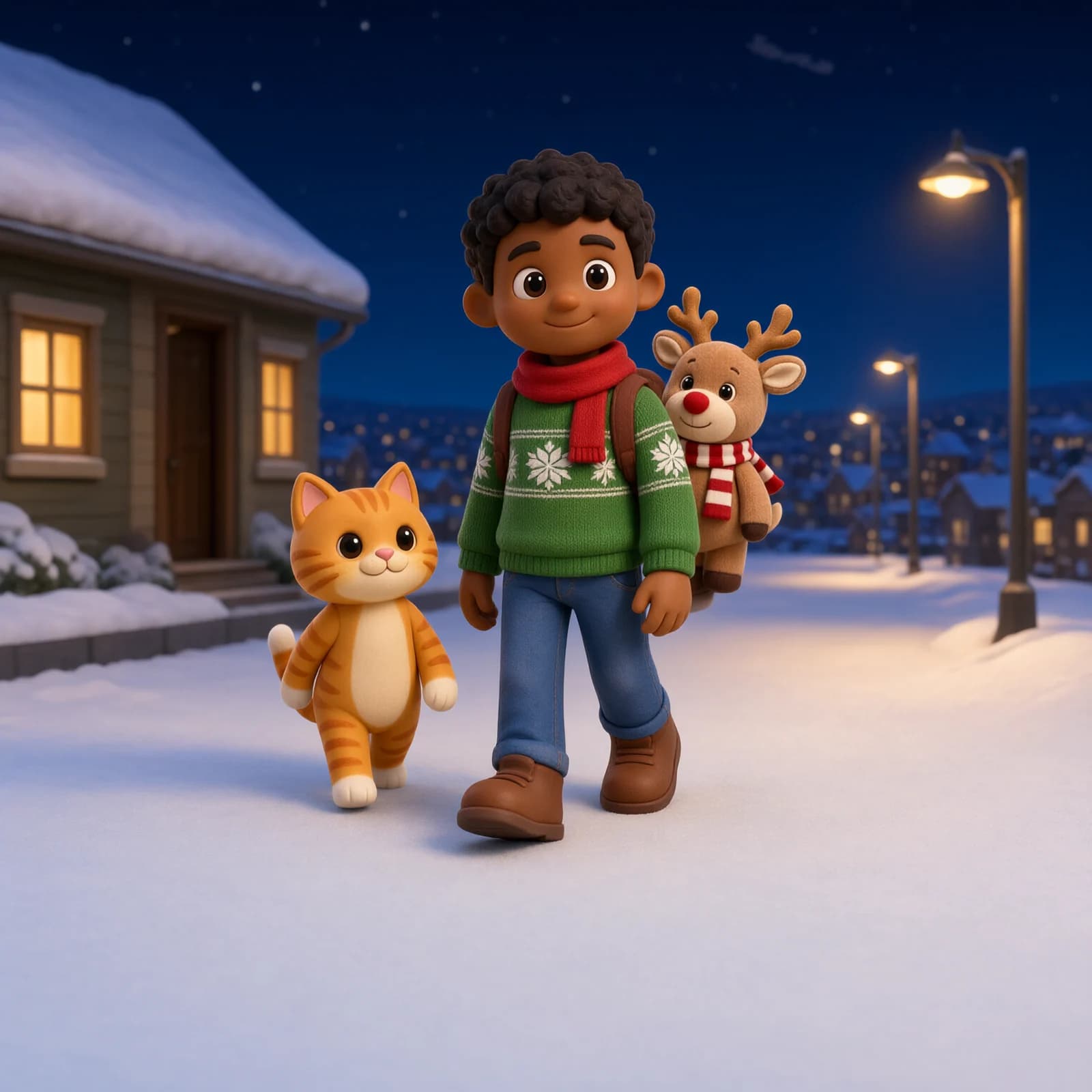 Illustration: "We'll help find it," Leo whispered bravely, pulling on his scarf and boots.