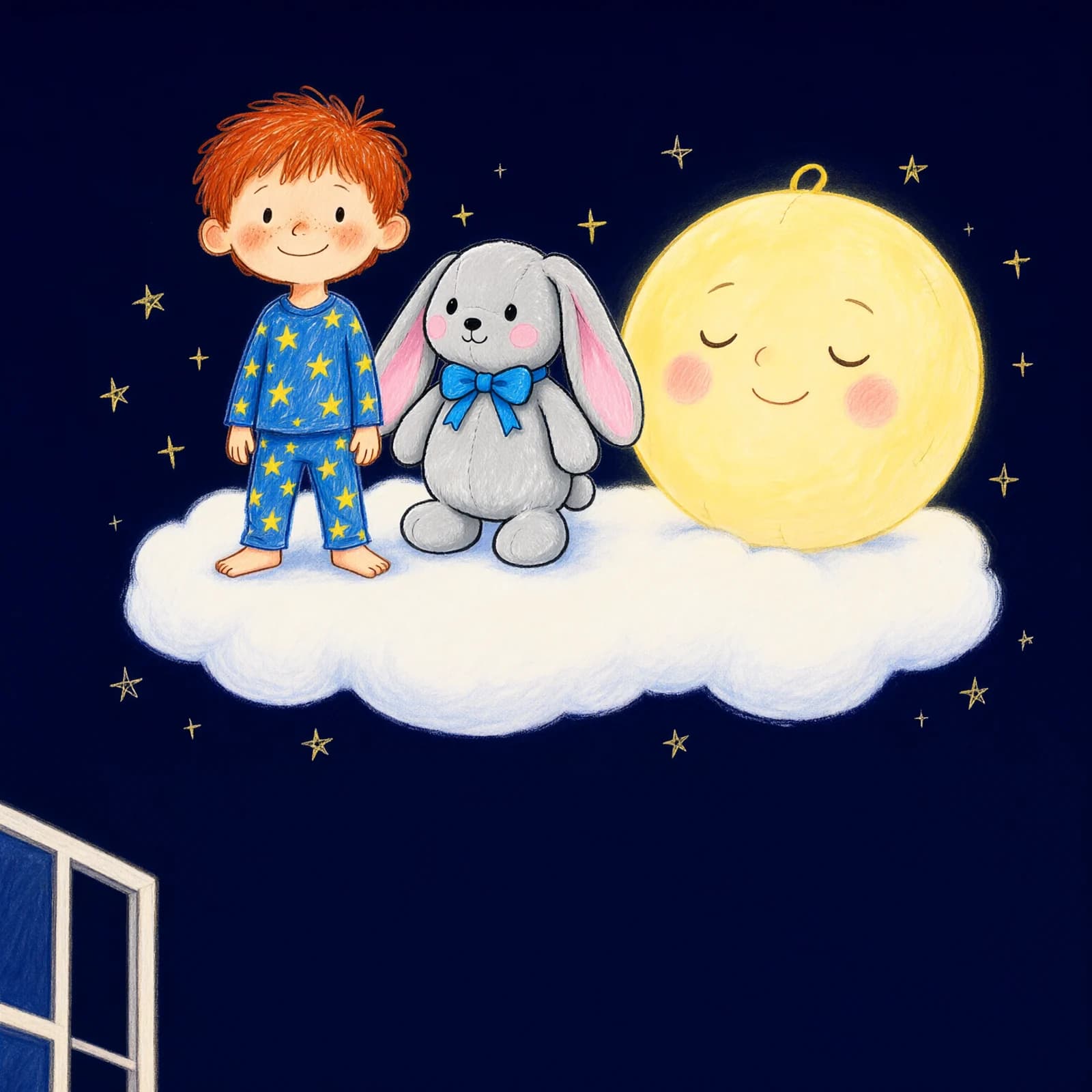 Illustration: Noah took Bun-Bun's paw.