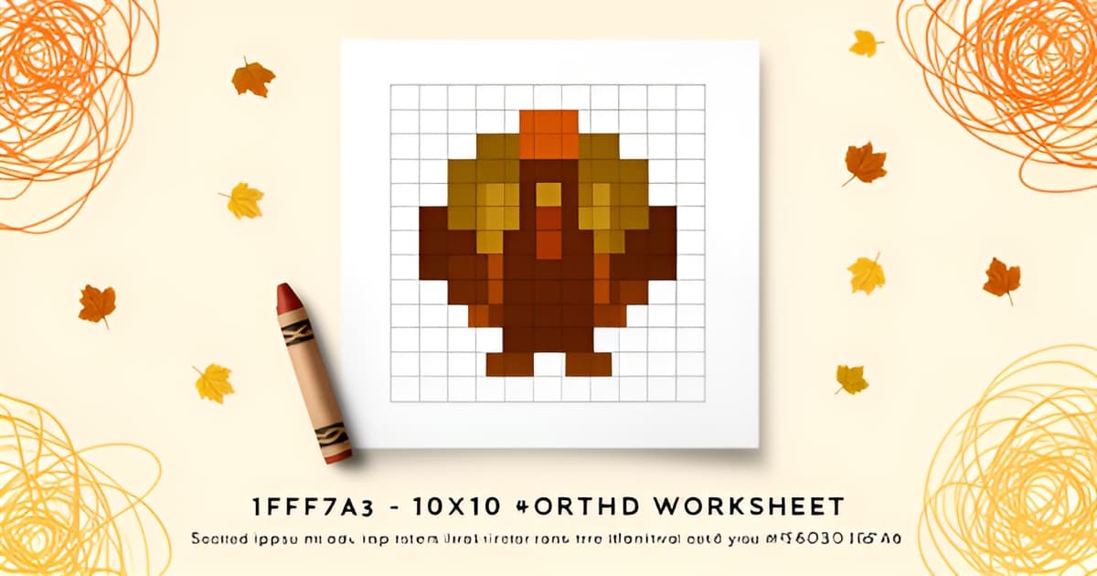 Thanksgiving Mystery Picture Worksheets: Color the Grid to Reveal the Picture