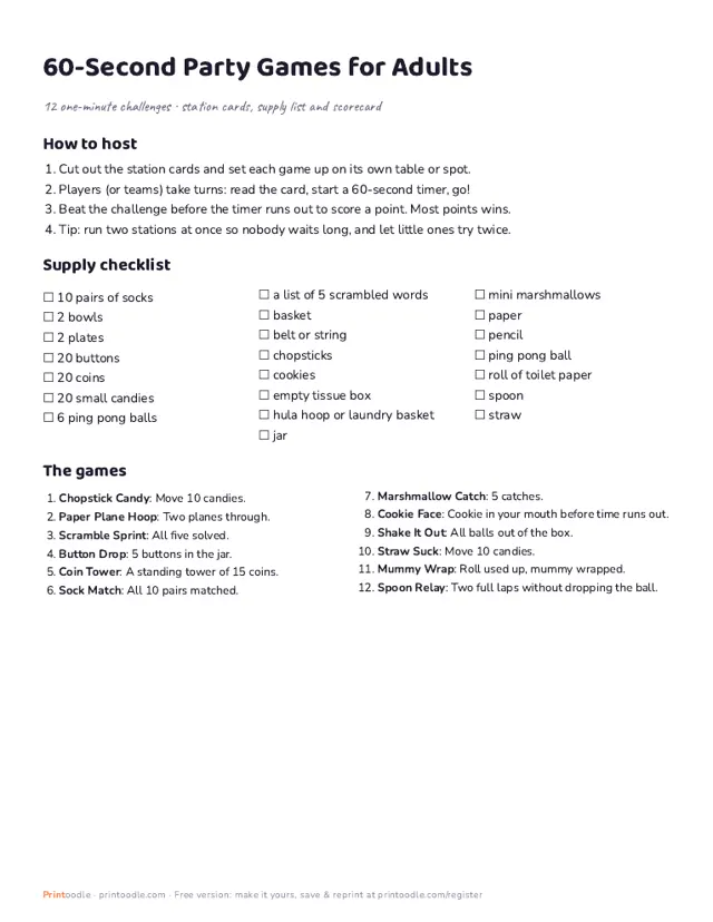 60-Second Games for Adults printable sample