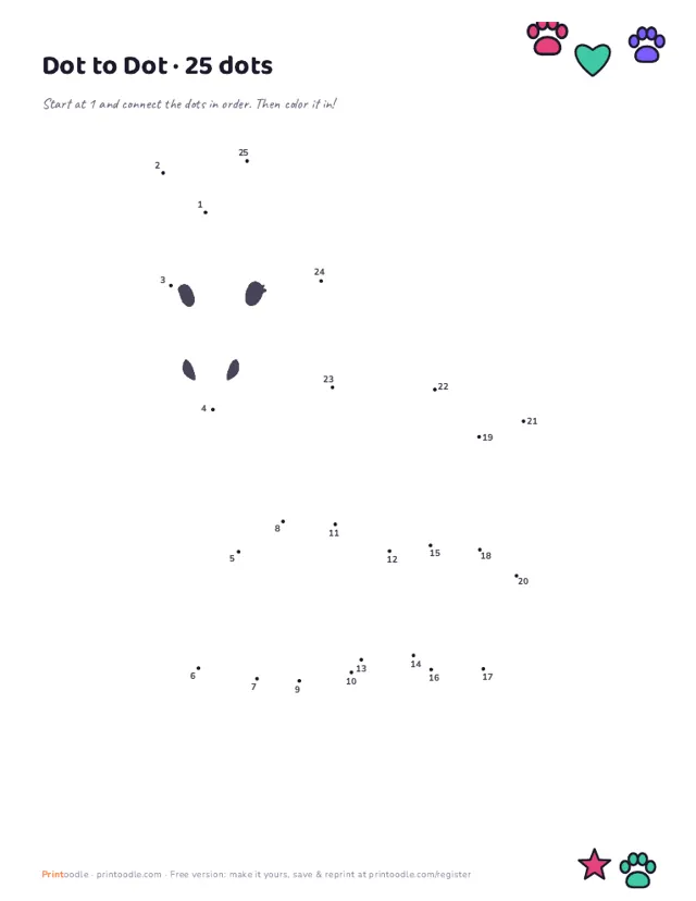 Animal Dot to Dot printable sample