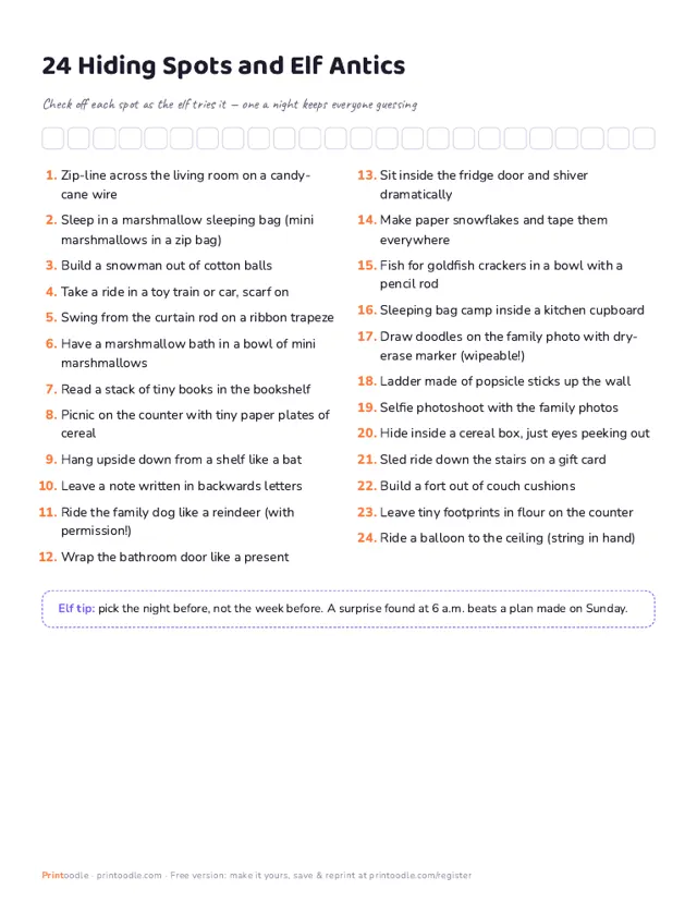 Christmas Elf Ideas: 24 Hiding Spots and Antics sample page