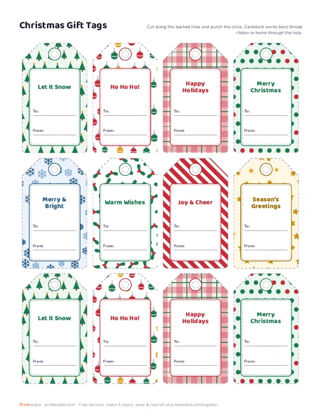 Christmas Gift Tags printable sample