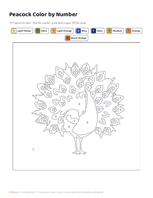 Color by Number for Adults sample page