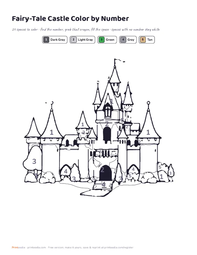 Color by Number for Kids printable sample