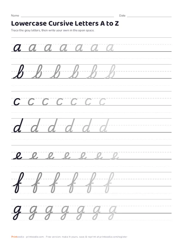 Cursive Letters printable sample