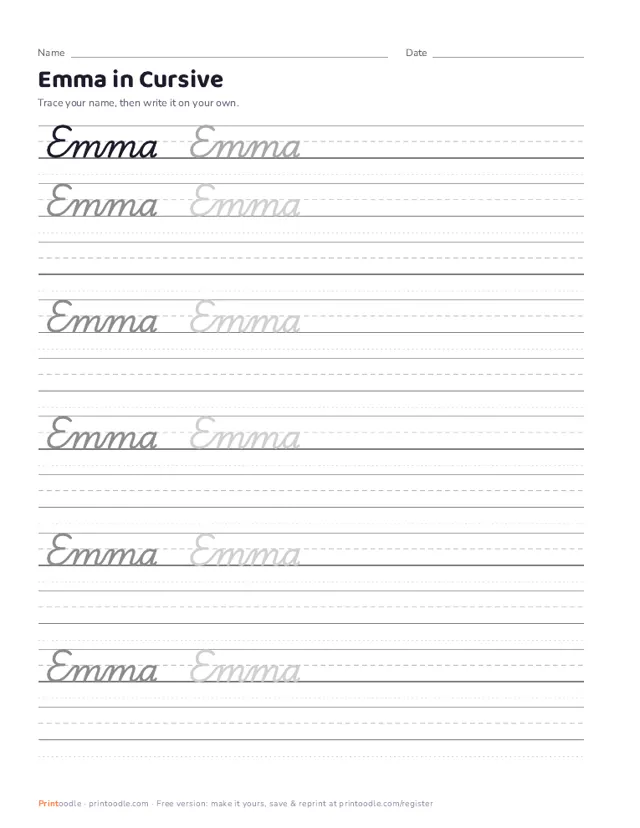 Cursive Name Generator printable sample