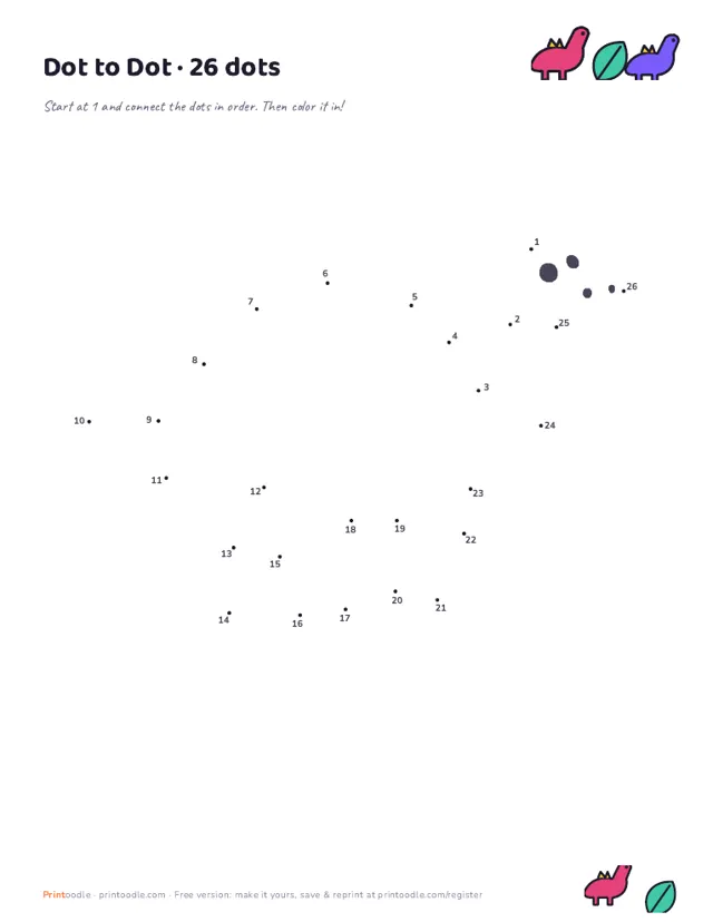 Dinosaur Dot to Dot printable sample