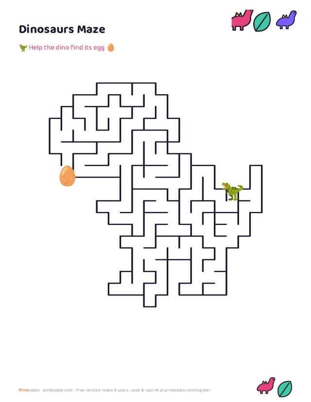 Dinosaur Maze printable sample