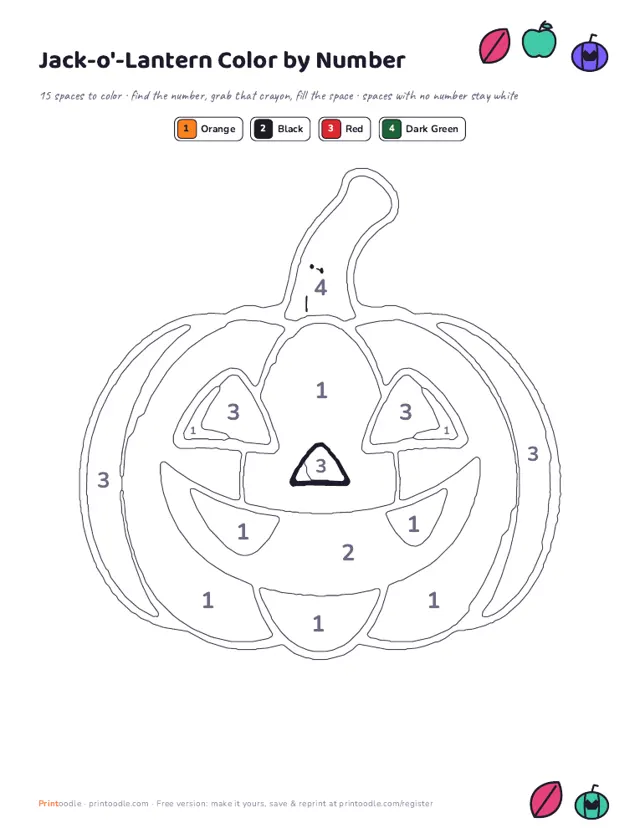 Fall Color by Number sample page