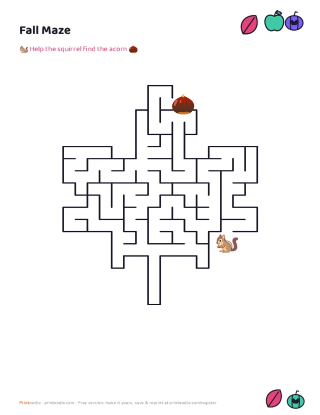 Fall Maze printable sample