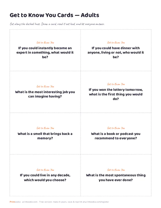 Get to Know You Games for Adults printable sample