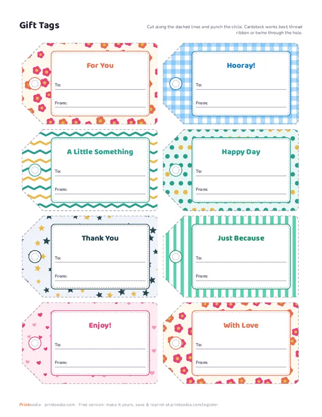 Gift Tags printable sample