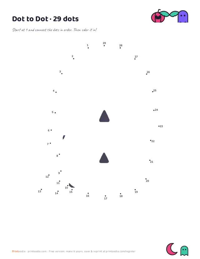 Halloween Dot to Dot sample page
