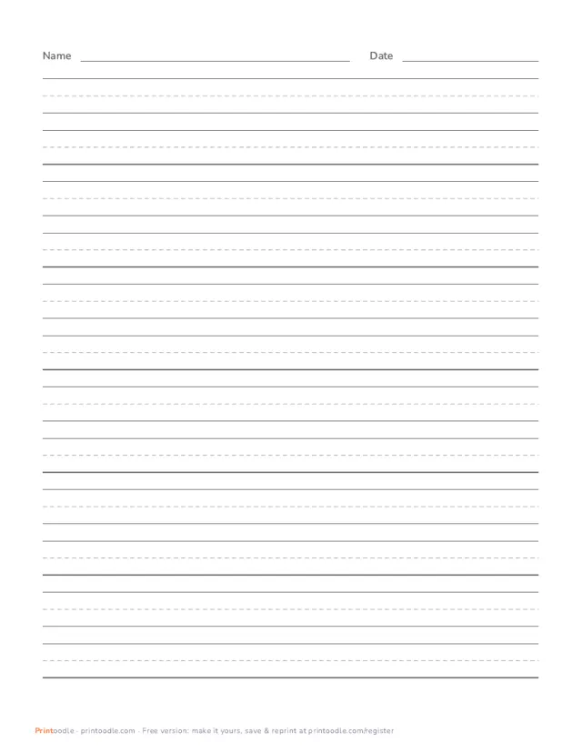Handwriting Paper printable sample