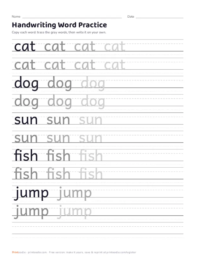 Handwriting Worksheet Generator printable sample
