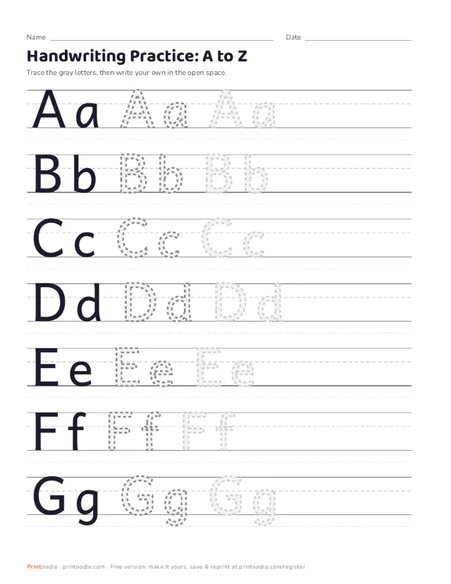 Handwriting Worksheets printable sample