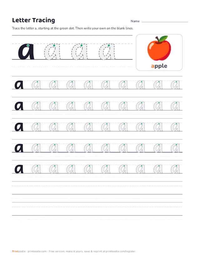 Letter Tracing Worksheets printable sample