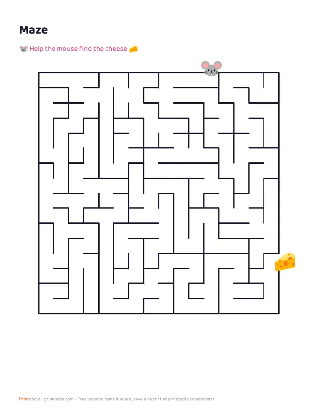 Children's Mazes to Print printable sample