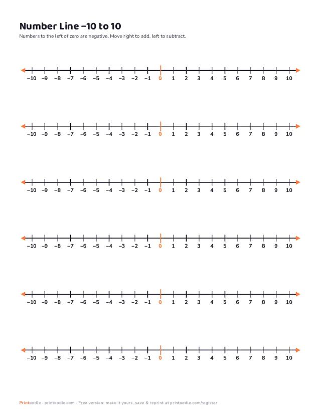 Number Line printable sample