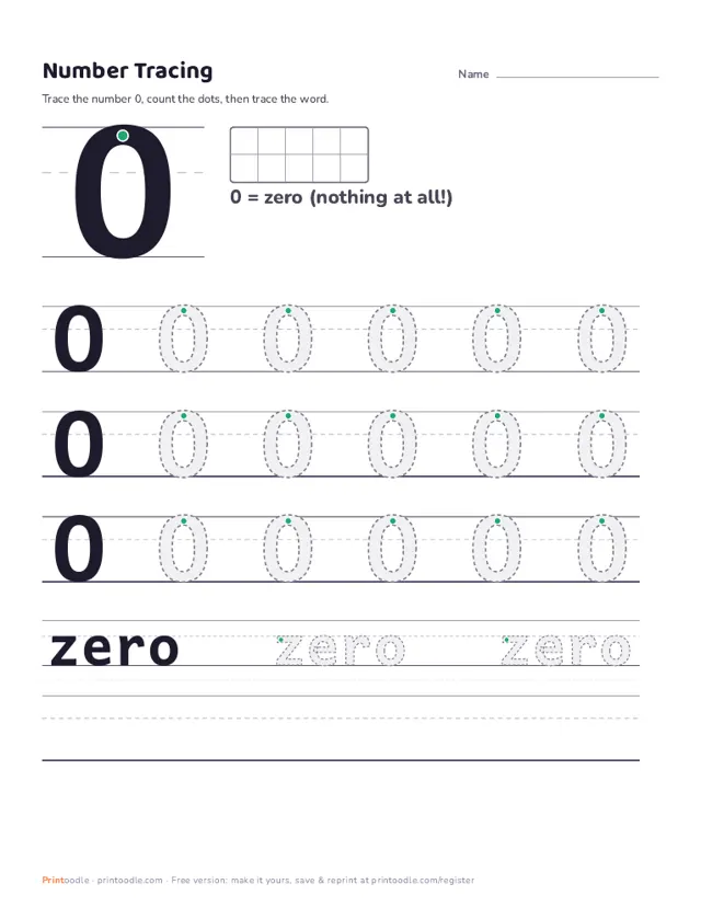Number Tracing Worksheets printable sample