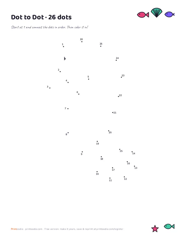 Ocean Dot to Dot printable sample