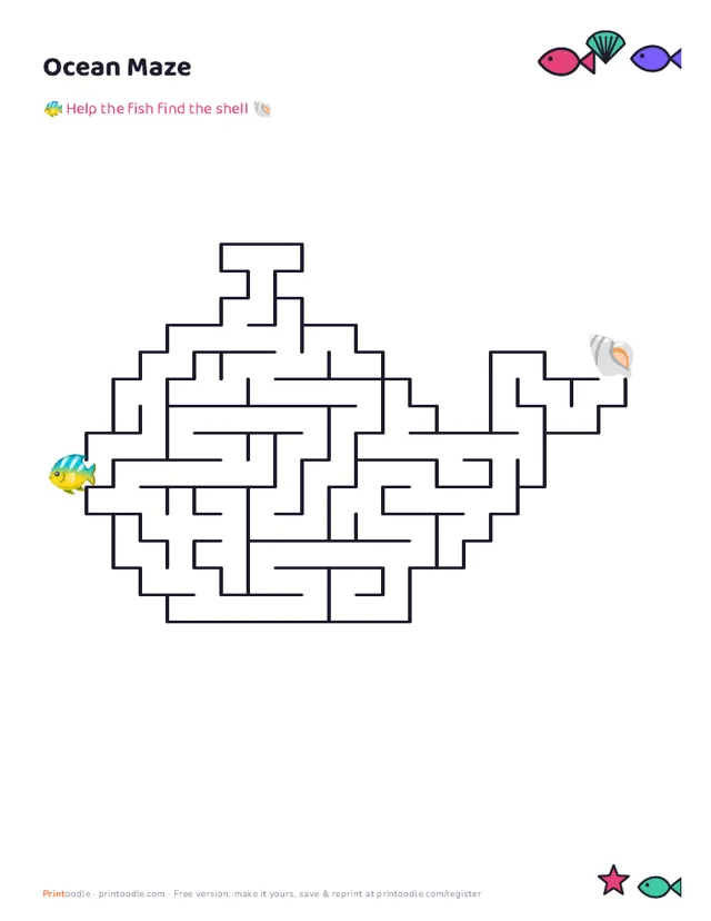 Ocean Maze printable sample