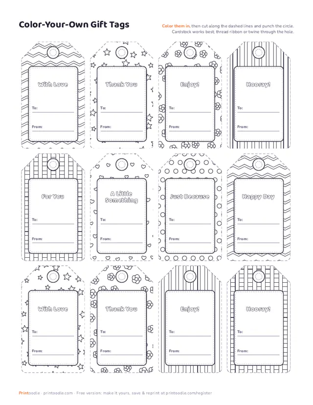 Printable Gift Tags printable sample