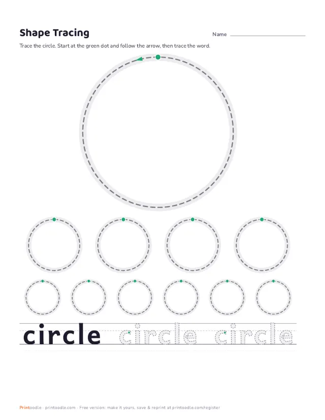 Shape Tracing Worksheets printable sample