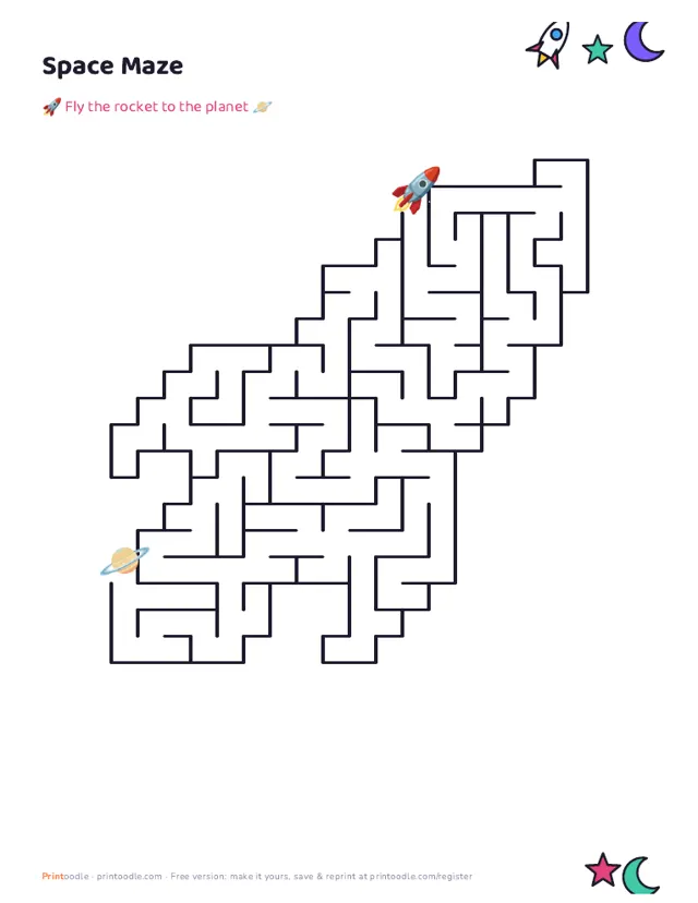 Space Maze printable sample