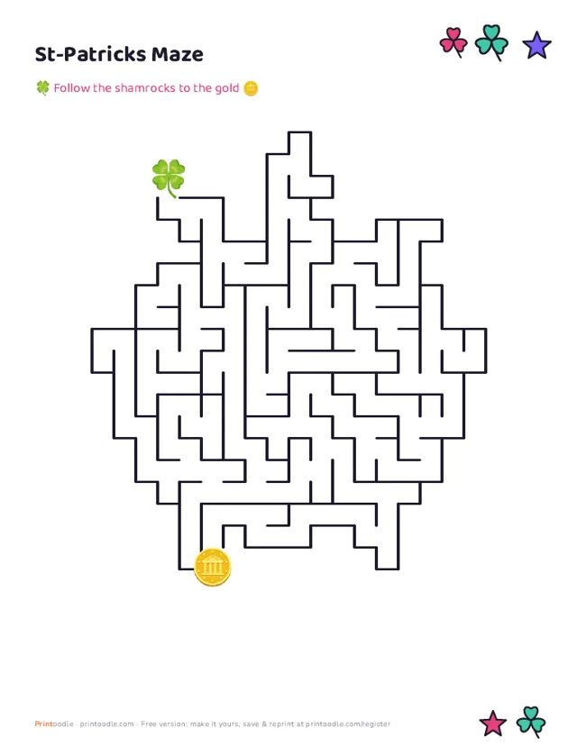 St. Patrick's Day Maze sample page