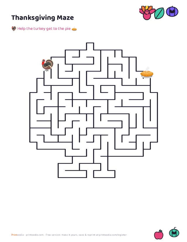 Thanksgiving Maze printable sample