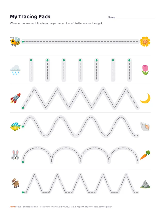 Tracing Worksheets printable sample