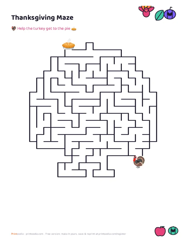 Turkey Maze printable sample