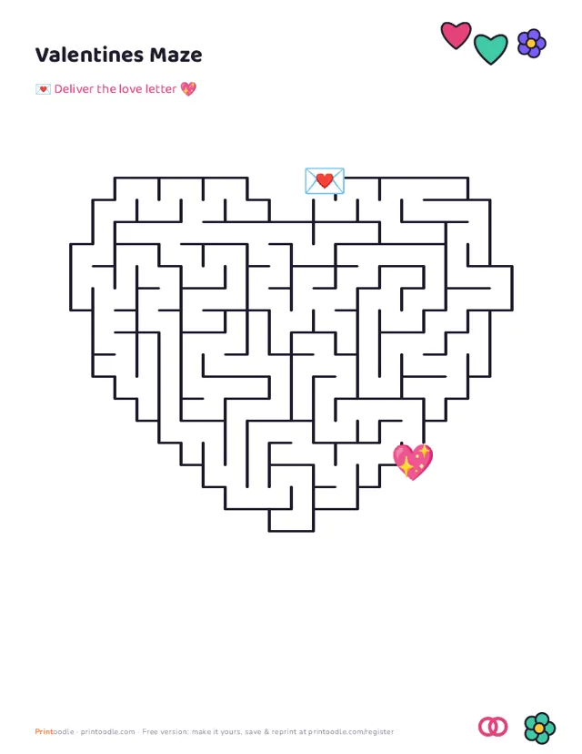 Valentine's Day Maze sample page