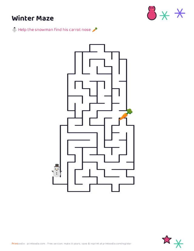 Winter Maze printable sample