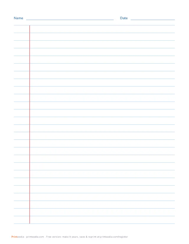 Writing Paper printable sample